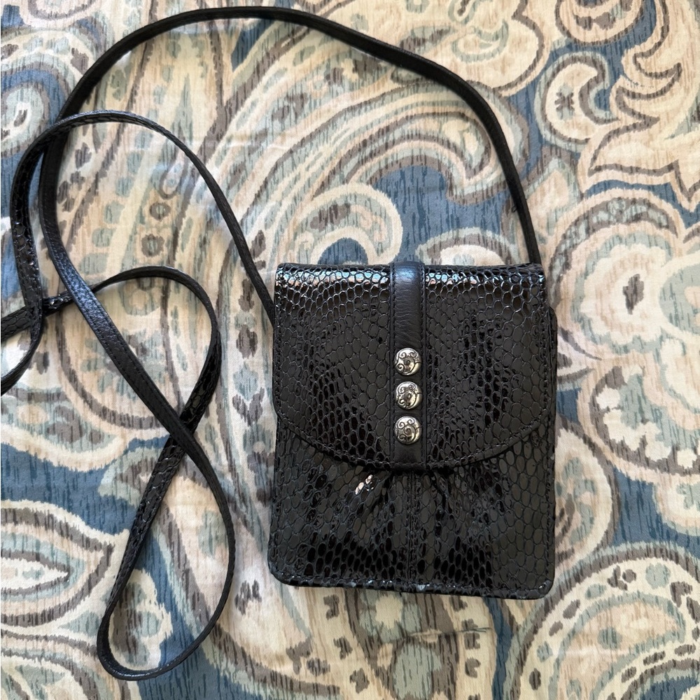 Brighton Black Snakeskin Crossbody Bag
